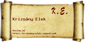 Krizsány Elek névjegykártya